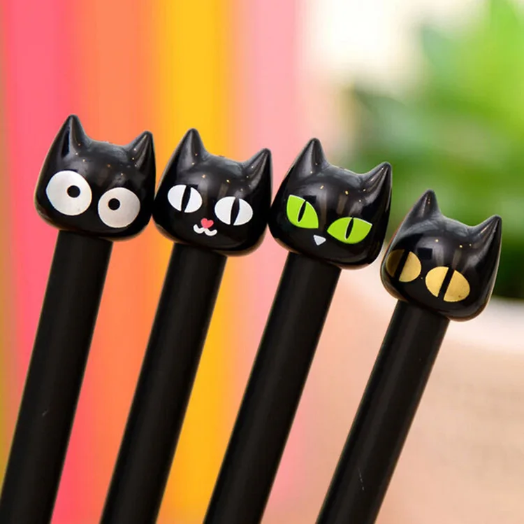 

24 Pcs Cute Little Black Cat Gel Pen Creative Primary Cartoon Cat Black Pen Stationery Kawaii School Supplies Papelaria Caneta
