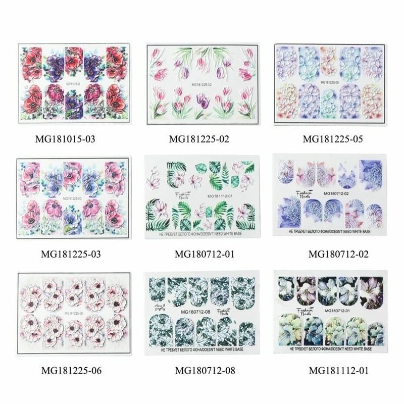 Hot 1PC 5D Acrylic Engraved Flower Nail Sticker Embossed Lace Flower Cute Cat Water Decals Empaistic Nail Water Slide Decals