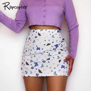 

Rapcopter Colorful Butterfly Pattern Print Cute Skirt Ladies Summer Straight Fashion High Waist Mini Skirts Harajuku Streetwear