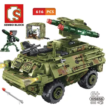 

616pcs Army War Tank Vehicle Building Block WW2 Military Missile Car Weapon SWAT Soldier Figures Kids Toys Bricks Boys Gifts