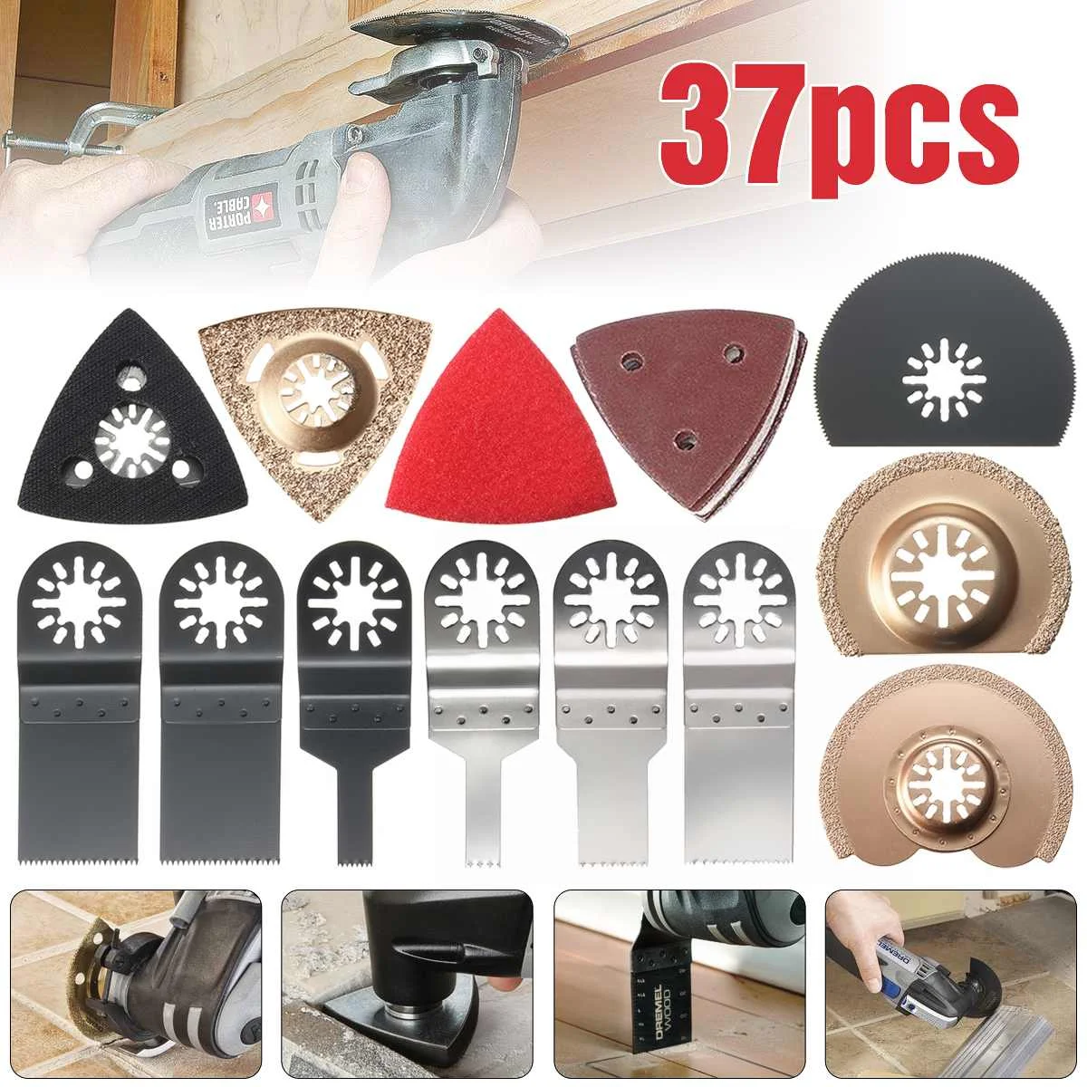 

37pcs Oscillating Multitool Saw Blade Kit Set For FEIN BOS CH Makita Multi Tool B1 Renovator Power Tools Accessories
