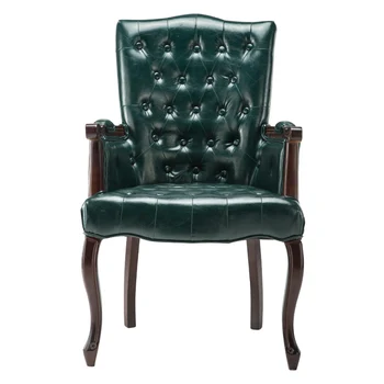 

American study chair solid wood retro old European style desk chair single dining chair computer arm pull button tiger chair