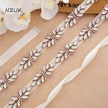 Розовое золото алмаз атласное свадебное платье с поясом пояс горный хрусталь свадебный пояс для аксессуаров Y161RG