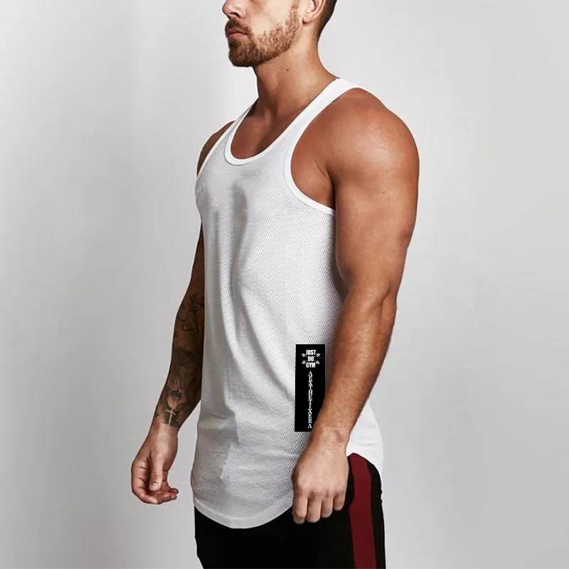 

Mesh Brand Bodybuilding Vest Workout Fashion Cotton Mens Tank Top Fitness Singlets Sleeveless Gym Tanktops Stringer Undershirt
