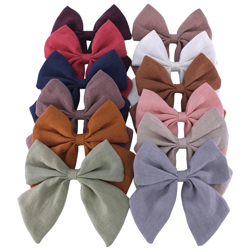 Hair Clips 2 PCS Girls Women Linen Bow Hair Clips Big Sailor Bow Barrettes Baby Kids Hairgrips Hair Bows Accessories Headwear