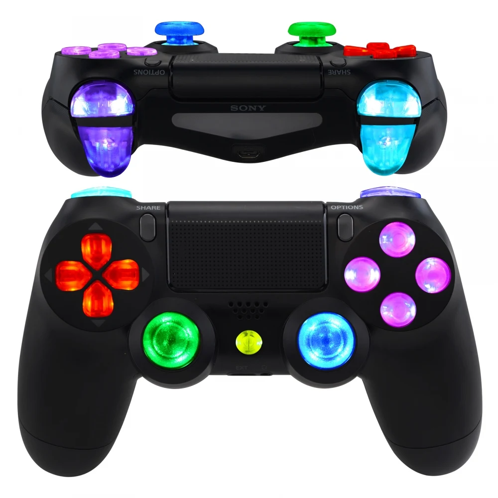 Многоцветная светящаяся D-pad L1 R1 R2 L2 триггер Thumbstick Home Face Buttons DTFS(DTF 2,0) светодиодный комплект для контроллера PS4 CUH-ZCT2