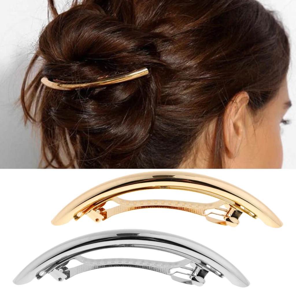 2x French Large Tube Hair Barrette Spring Ponytail Holder Hairpin Hair Clip Accessories