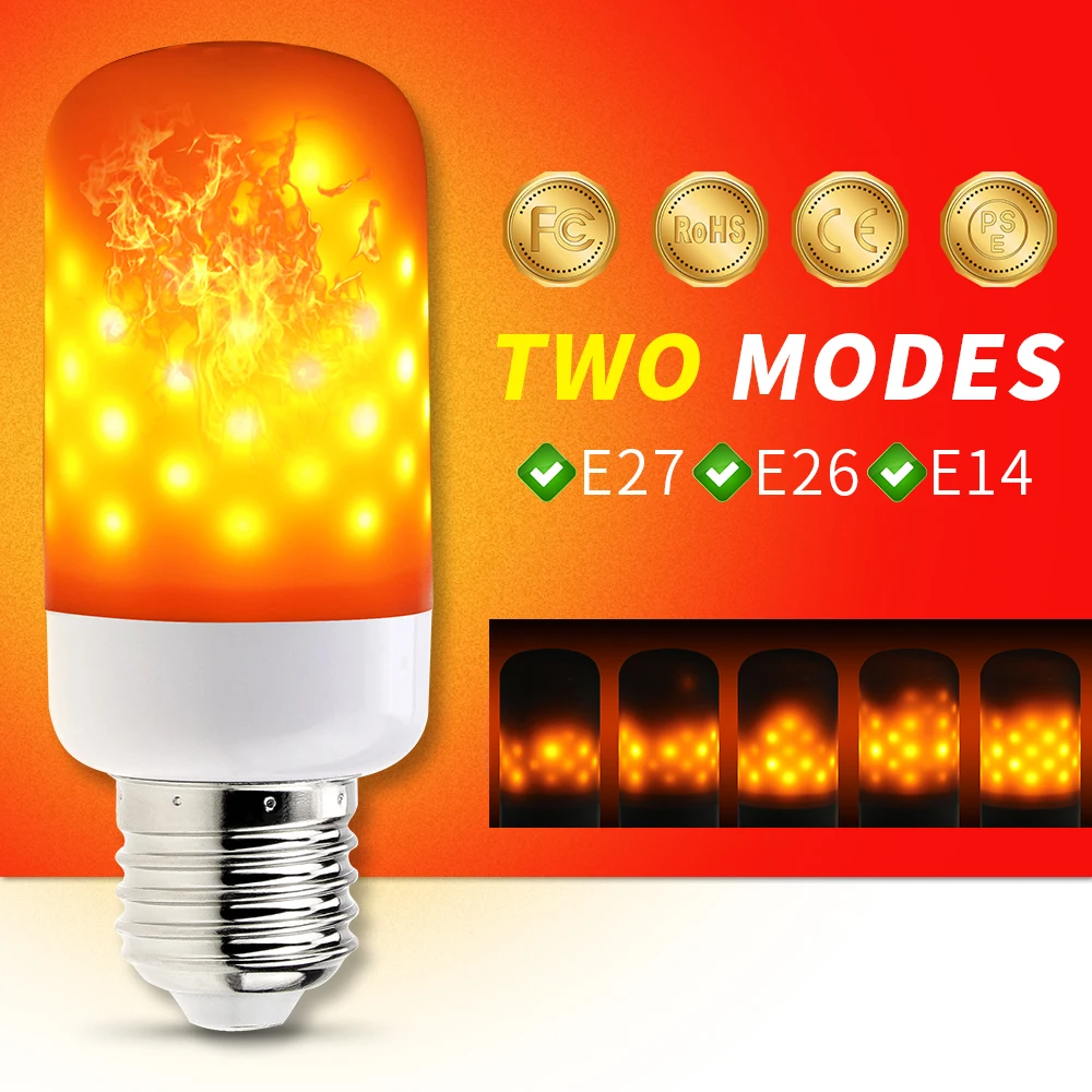 

E27 Led Flame Lamps E26 Super Bright Fire Effect Light Bulb E14 Led Fire Bulb Effect Flickering Emulation Flame Light Lampada