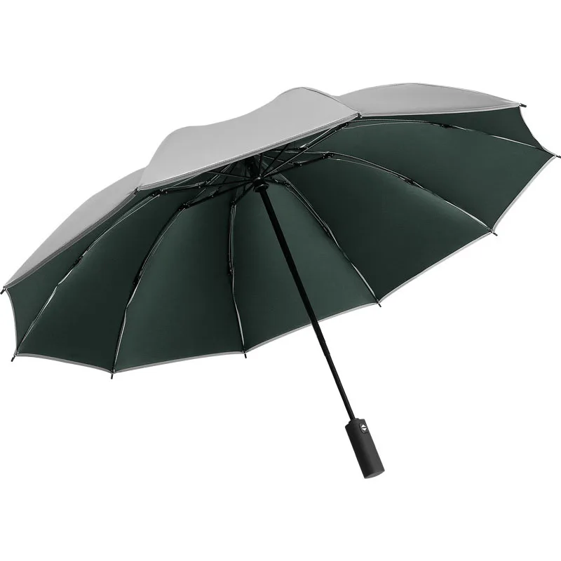 10k Umbrella Female Rainproof Windproof Reflective Umbrella Rain Women Anti-UV Umbrellas Pink Three Folding Automatic Umbrellas
