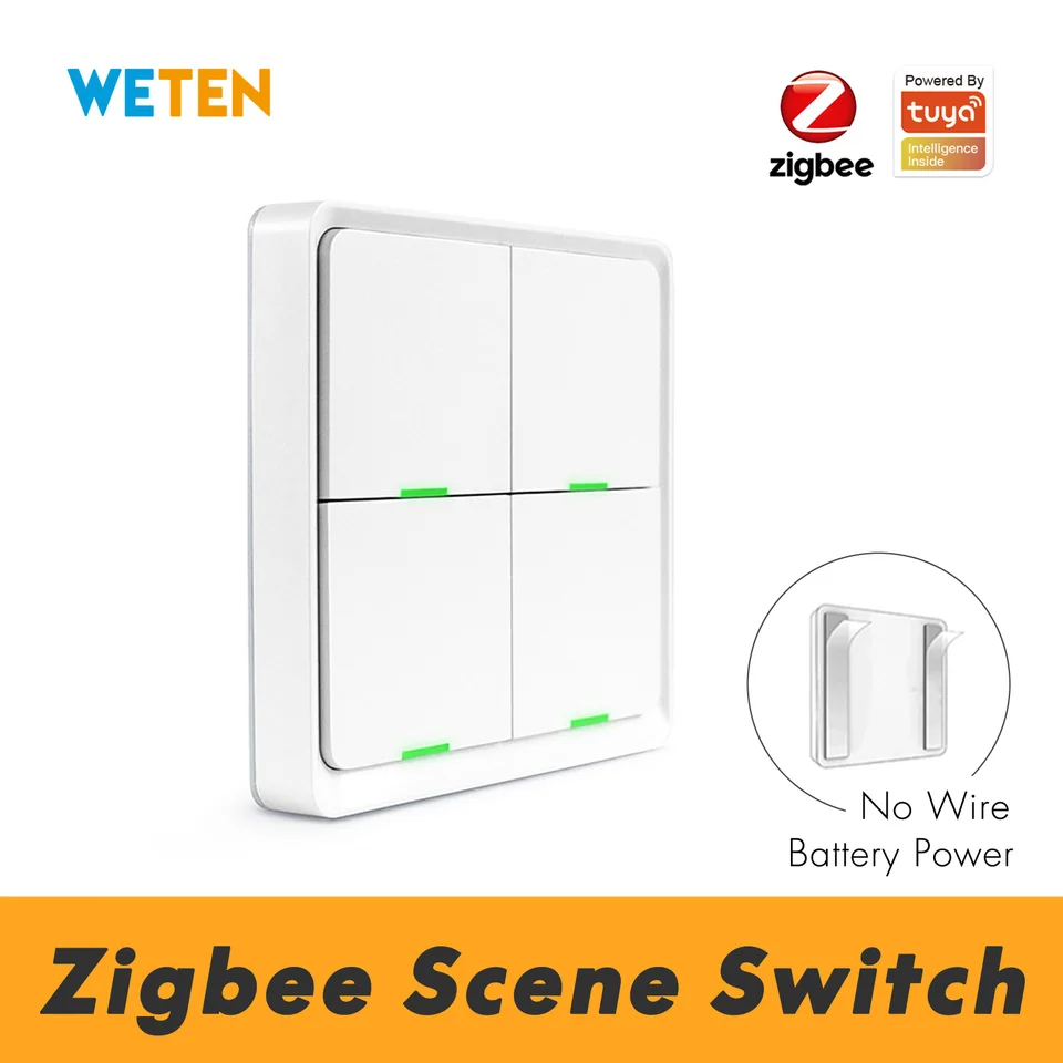 Aboiled Tuya ZigBee Smart Scene Switch, 4 versnellingen, smart switch, 12 scène, schakelaar, drukknop, controller, ondersteunt home assistent, duurzaam