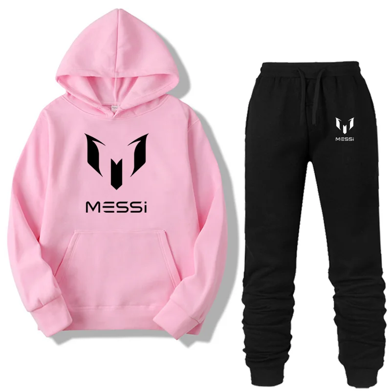 Комплект из двух предметов, модная толстовка с капюшоном MESSI, спортивная одежда для мужчин/женщин, спортивный костюм с капюшоном, осенняя мужская брендовая одежда, толстовки+ штаны, комплекты