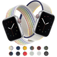 

Nylon Loop Strap For Apple watch band 44mm 45mm 41mm 40mm 42mm 38mm Smartwatch belt Bracelets iWatch Series se 76543 Cheap