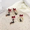 Japanese Witch Black Cat Clip on Earrings No Piercing Funny Cartoon Bow Cat Clip Earrings Without Pierced Ears for Women Girls 2