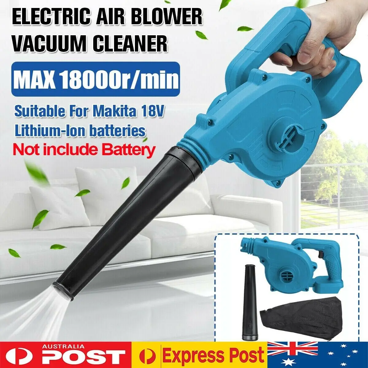 Cordless Electric Air Blower & Suction Handheld Leaf Computer Dust Collector Cleaner Power Tool For Makita 18V Li-ion Battery |