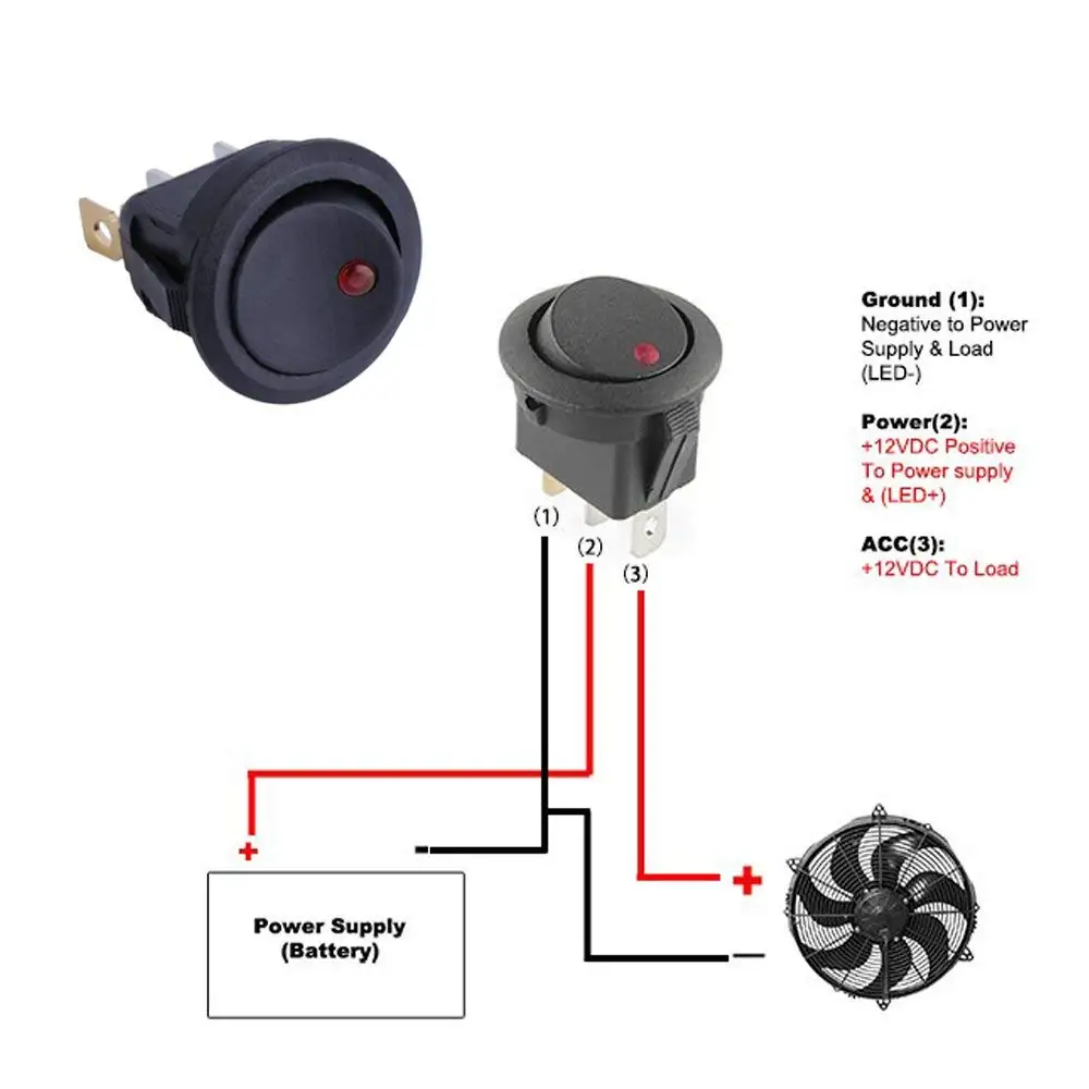 20 шт 3 Pin 12V 20A Amps автомобильный Грузовик рокер круглый тумблер светодиодный