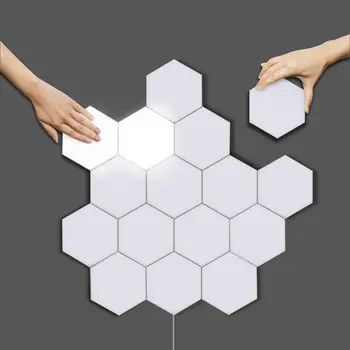 

Indoor decoration Wall Light Touch Sensitive Sensor Night Lamp Modular Hexagonal Kid Bedroom Lampara LED Magnetic Quantum Lights