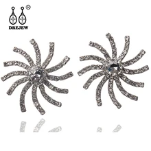 DREJEW Vortex цветок роскошные серебряные серьги-капельки для женщин 925 серьги гвоздики для женщин Свадебные Рождественские украшения E9651
