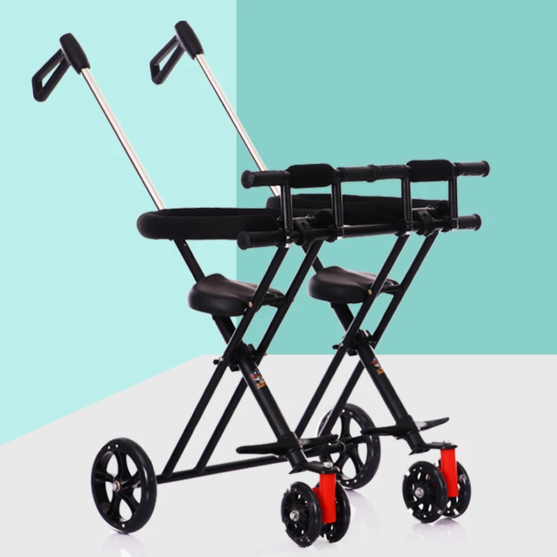Light Weight Twin Baby Stroller Big Wheel Double Seats Push Trolley Children Twin Travel Tricycle Infant Easy Fold Baby Carriage