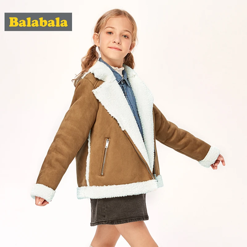 Children wear suede plus velvet jacket new autumn and winter children and girls warmth thick coat