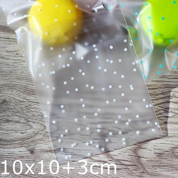 

White Polka Dot Self-adhesive Clear Plastic Bags for Party Gifts Wedding 300pcs/lot