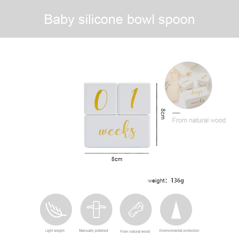1set Baby Milestone Karten Holz Block Weiß Baby Geburt Monat Anzahl Gedenk Milestone Souvenir Neugeborenen Foto Zubehör – Detail 9