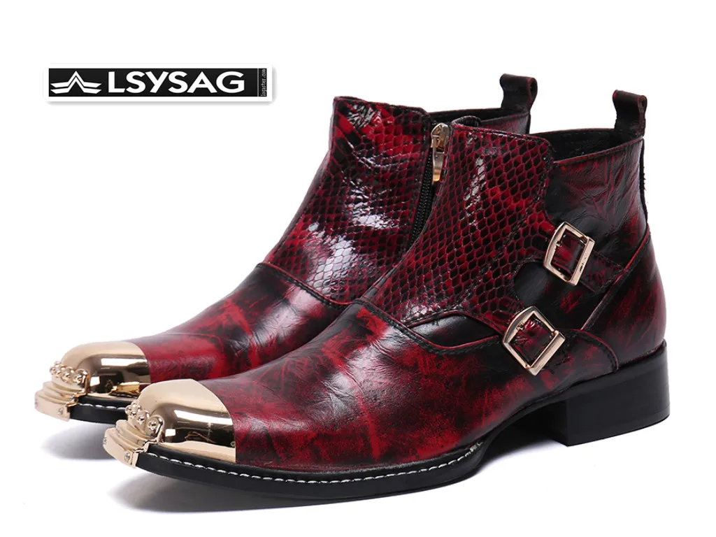 Зимние мужские ботильоны с пряжкой вечерние ботинки в британском стиле Мужская