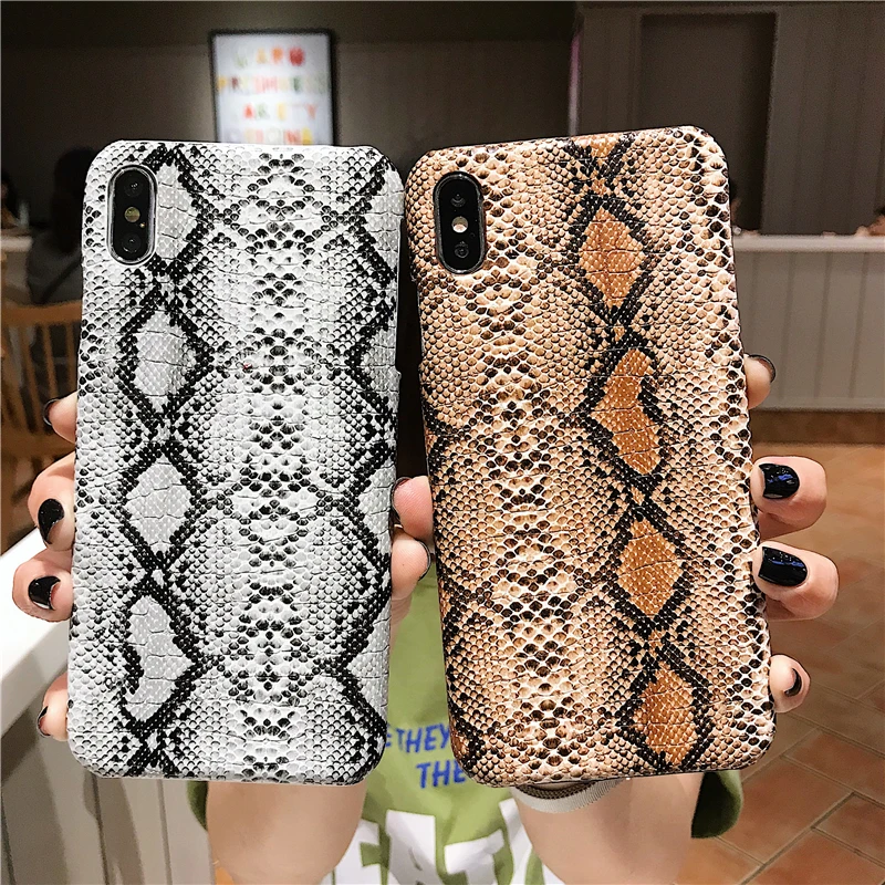 

Stylish retro creative phone case for iphone X XR XS MAX for iphone 6 6S 7 8 PLUS anti-fall personality python leather case