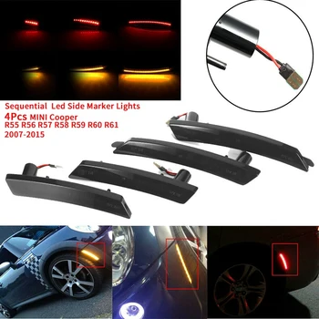 

4Pcs Sequential Smoked Lens Amber/Red Led Side Marker Lights for MINI Cooper R55 R56 R57 R58 R59 R60 R61 2007-2015