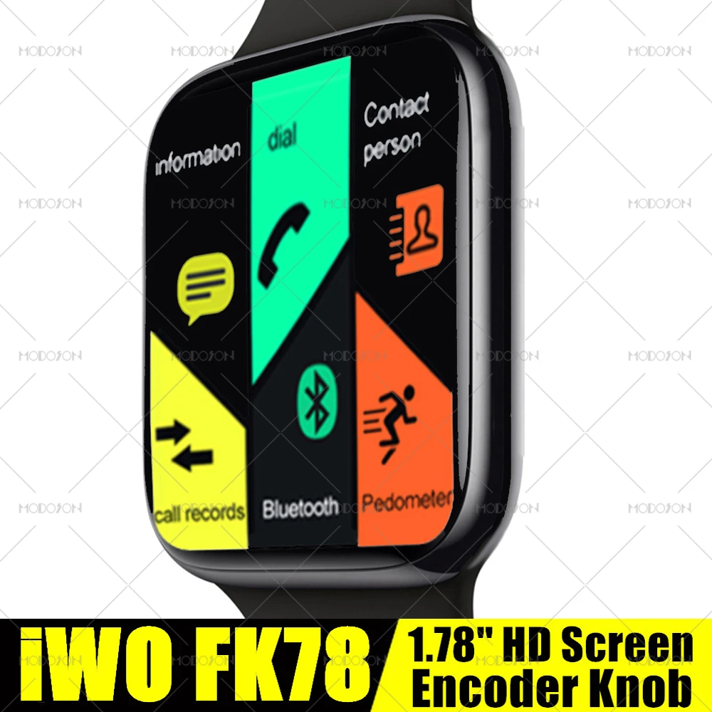 Смарт часы MODOSON iwo FK78 1 78 дюйма Bluetooth пульсометр GPS|Смарт-часы| |
