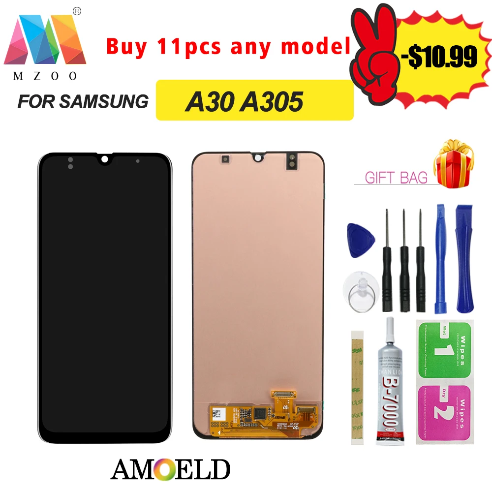 

For Samsung galaxy A30 SM-A305FN/DS A305F/DS A305 LCD Display Touch Screen Digitizer Assembly with Frame For Samsung A30 lcd