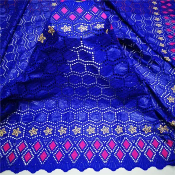 

African bazin riche fabric with brode Latest fashion embroidery bazin lace fabric with net lace 5 yards 9L080301