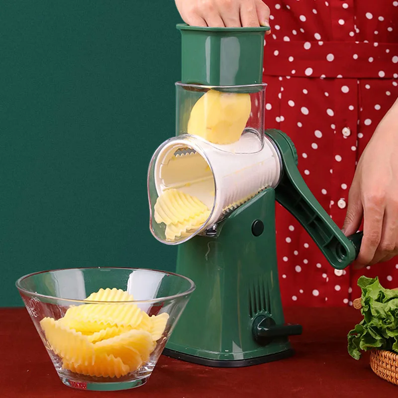 Rallador verduras y vegetales multifuncion de queso giratorio Manual 3 en  1, picador cortador de verduras de tambor profesional, rebanador, Chopper,  espiralizador, Mandolina para accesorios de cocina - AliExpress