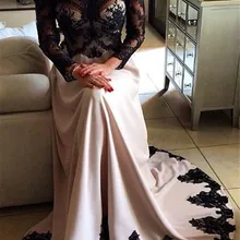 Кружевное вечернее платье с длинным рукавом, черное кружевное платье с аппликацией, платья для выпускного вечера, vestido de noiva manga longa