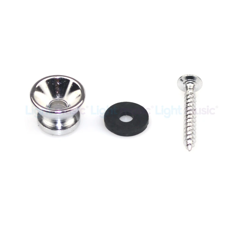 10 Pulsanti In Metallo Con Vite Per Attacco Cinghia Chitarra, Ukulele, Basso, Colore Argento