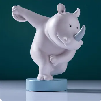 

Fun Rhinoceros Unicorn Figurine Cute Animals Crafts Sculpture Resin Crafts Nordic Home Decoration Ornament Creative Gift M4476