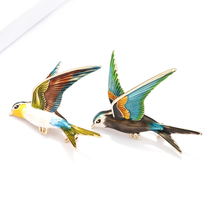 H350405X三彩画油混色立体燕子胸针 (6)