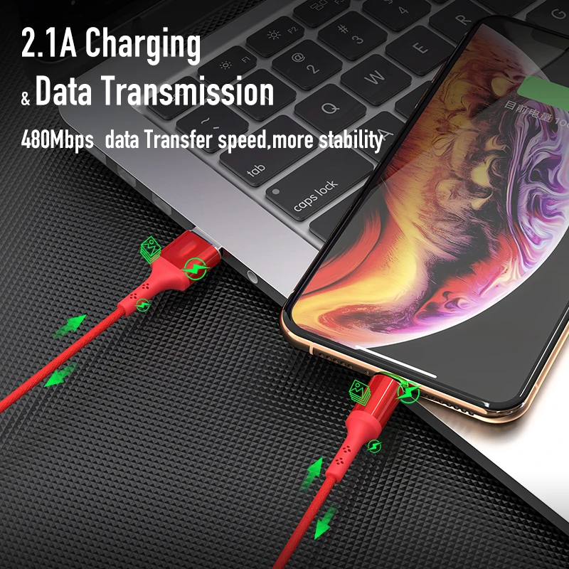 1 2 м светодиодный usb кабель для iphone 8 X XS Max 7 6s быстрое зарядное устройство 2.1A