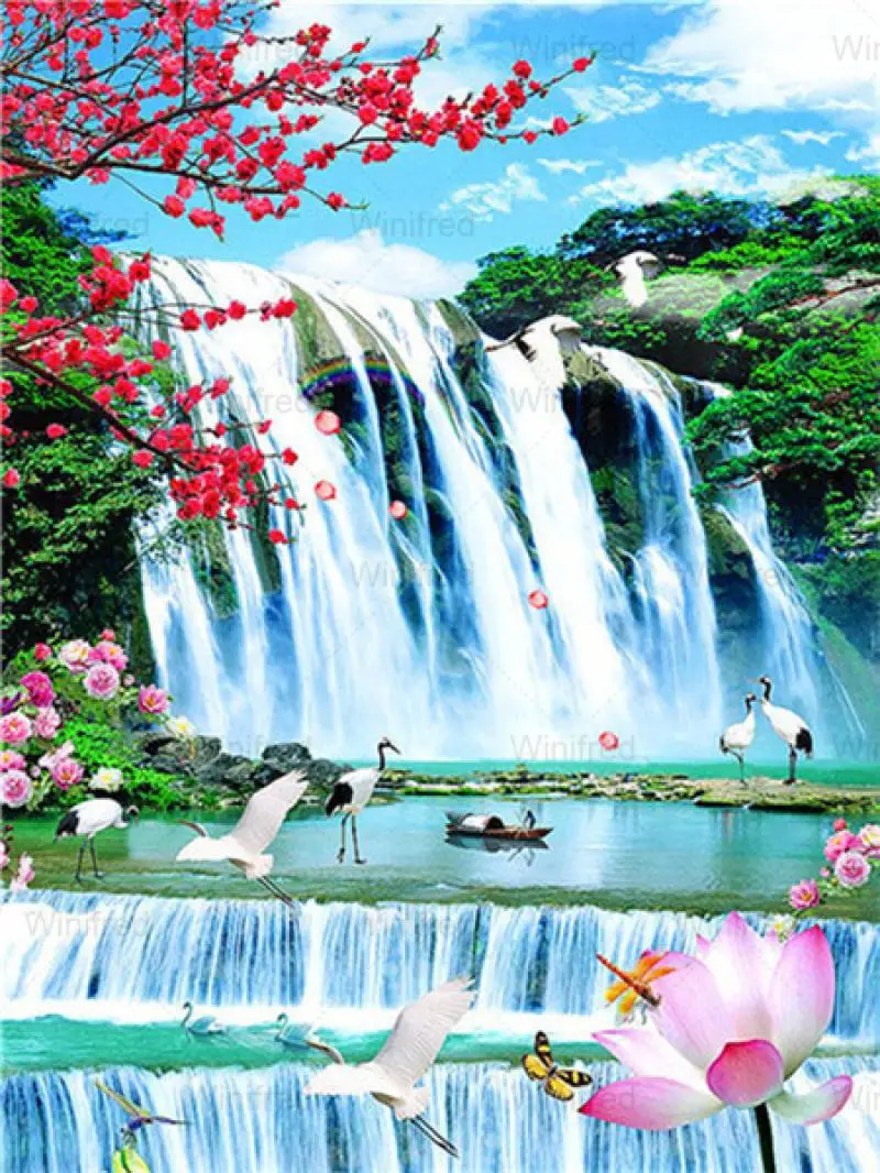  Wenpeef Diamond Painting Waterfall Landscape Diamond Art Kits  80x220cm 5D DIY Full Drill Paint by Number for Adults Arts and Crafts Cross  Stitch Large Canvas Wall Art Home Decorations 32x88in W-9363