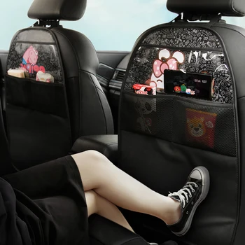 

Cartoon Pu Leather Car Seat Cover Kids Children Baby 1Pcs Cute Anti-kick Mat Protective Cape on The Back Seat Protector Cover