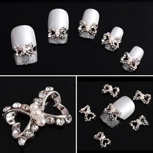 

HOT SALES!!! 10Pcs Shiny Rhinestone Bow Tie Nail Art DIY Stickers Decorations Beauty Tool Creative Nail Art Stickers Shiny Nails