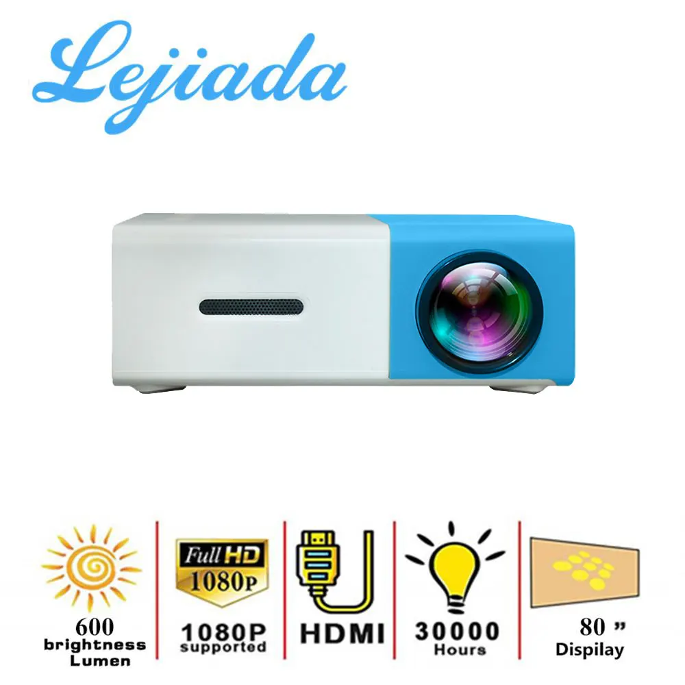 Светодиодный проектор LEJIADA YG300 Pro с поддержкой 1080P HD воспроизведения HDMI USB