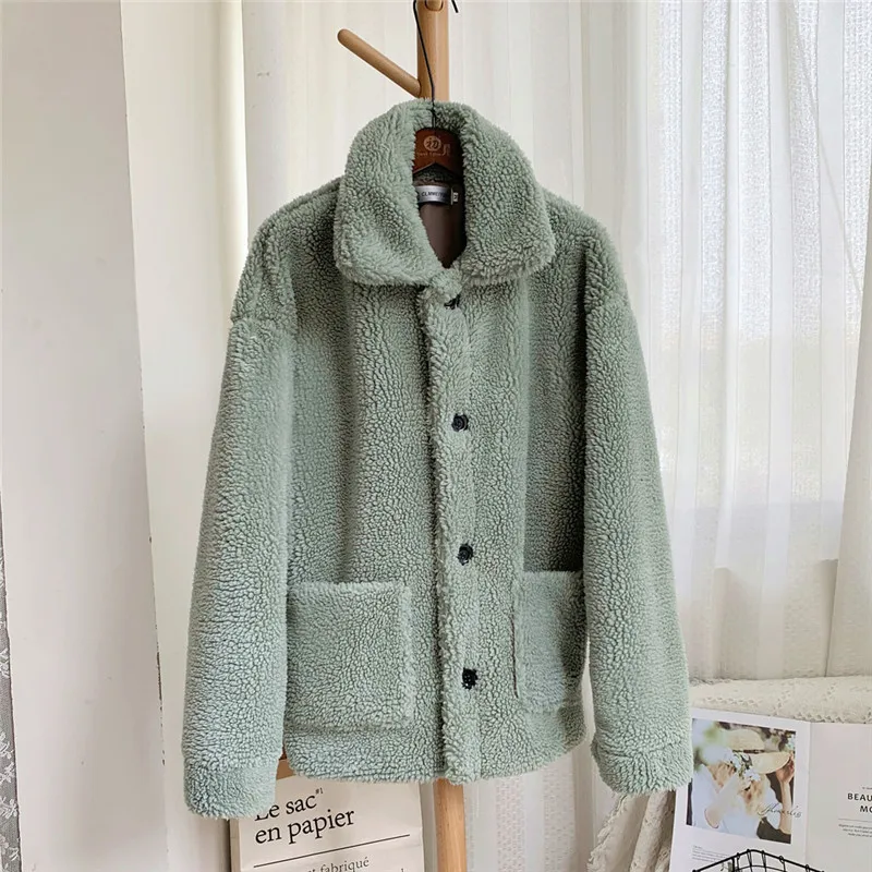 JAYCOSIN, индивидуальное пальто для женщин, модное, осеннее и зимнее, однотонное, повседневное, свободное, короткое, Ветровка из овечьей шерсти, пальто Jas manteau Drop - Цвет: GN