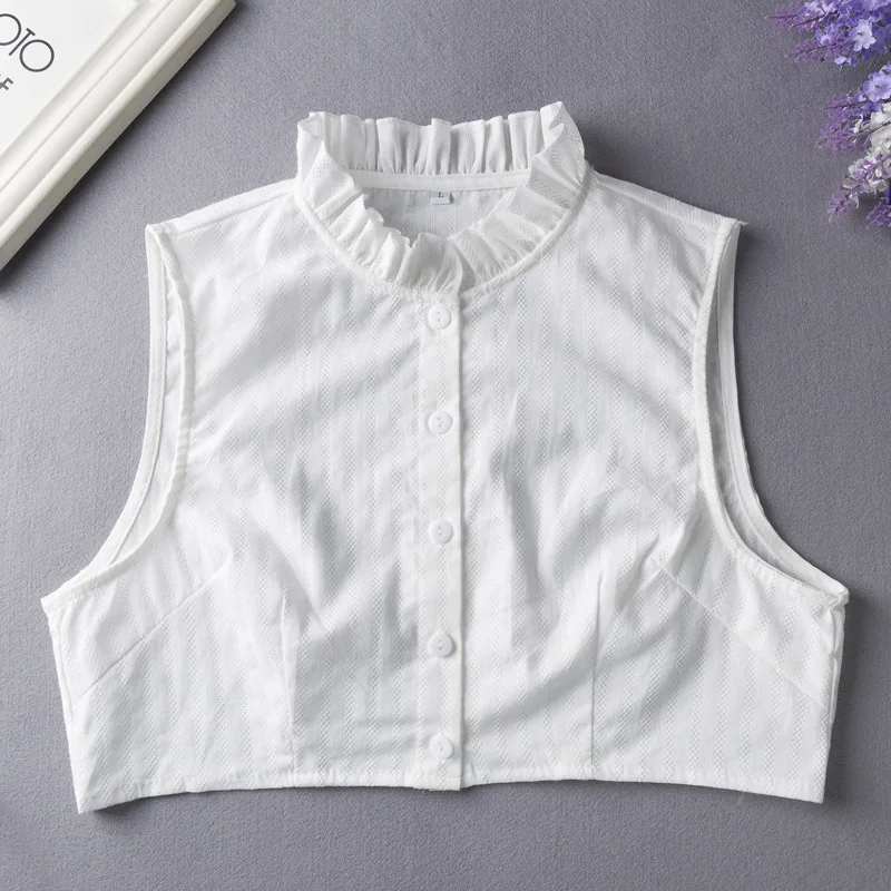 Autumn winter decorative fake collar women's shirt collar cotton fake collar spring autumn Korean wild professional fake collar ladies women sweet ruffles stand fake collar fake sleeve cuff lapel blouse tops button down half shirt false collar