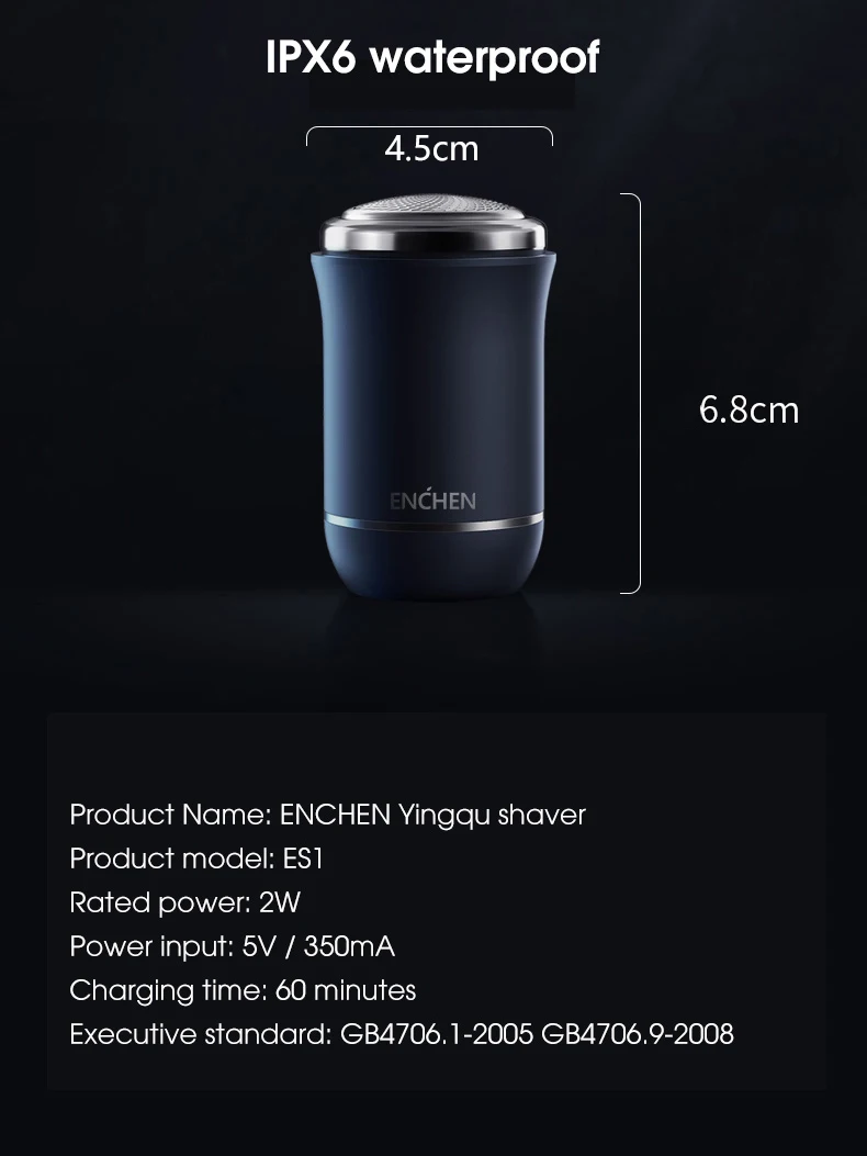 ENCHEN Mini Electric Face Shaver For Men Rechargeable Shaving Beard Machine Wet-Dry Dual Use Waterproof Traveller Electric Razor