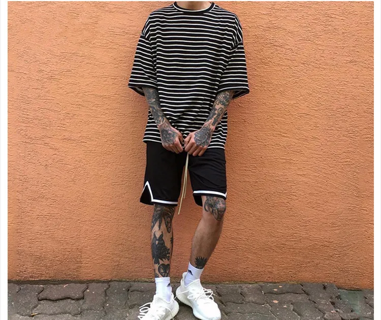 Men Drawstring Casual Joggers Loose Summer Shorts High Quality Hip Hop Streetwear Solid Elastic Waist Cotton Mens Beach Shorts