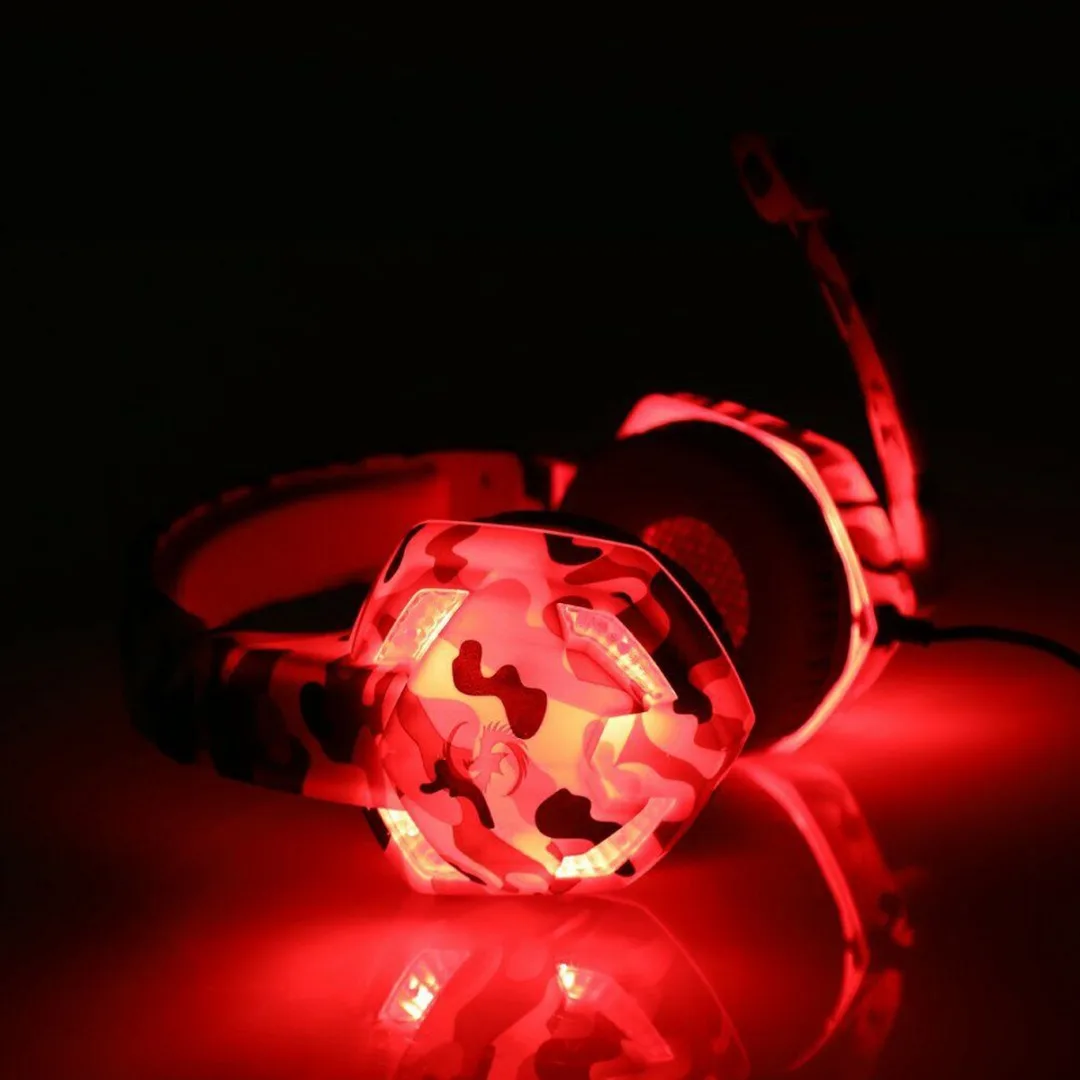 Pohiks 1pc K17 Camouflage 3 5mm Wired LED Gaming Headphones Adjustable Bass Stereo Gamer Headset With Mic For PC Computer PS4