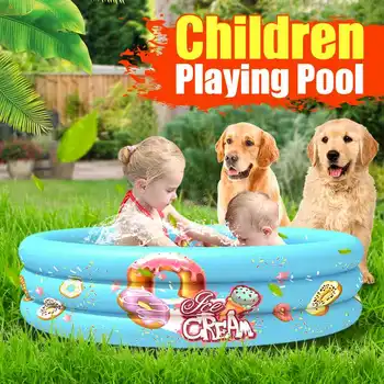 

90/110cm Children Play Ball Pool Baby swimming Pool Summer kid Inflatable Bathtub Round lovely printed bottom