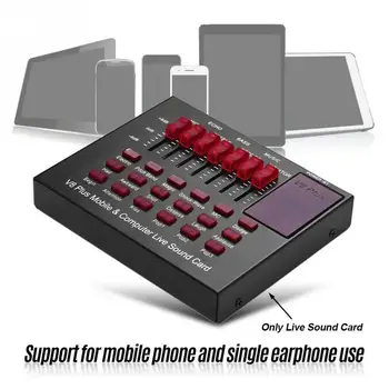 

V8 Plug KTV Stage Live Sound Card Broadcast Mixing Effect Singing Mobile Phone Computer PC External USB Dual Channel Microphone