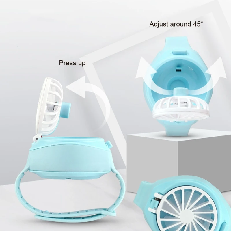 Portable Personal Mini Mechanical Watch Fan Handheld Ultra-Quiet Third Gear Speed Air Cooler USB Folding Pocket Fan