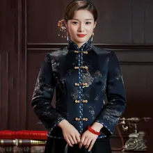 

Tang Costume Women's Plus Size Tops 2021 Winter Cotton Blend Prints Thickening Traditional Chinese Hanfu Skinny Shirts Woman